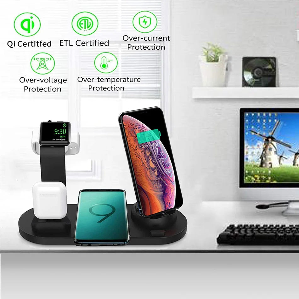 30W 7-in-1 Fast Wireless Charging Stand for iPhone, Apple Watch & AirPods