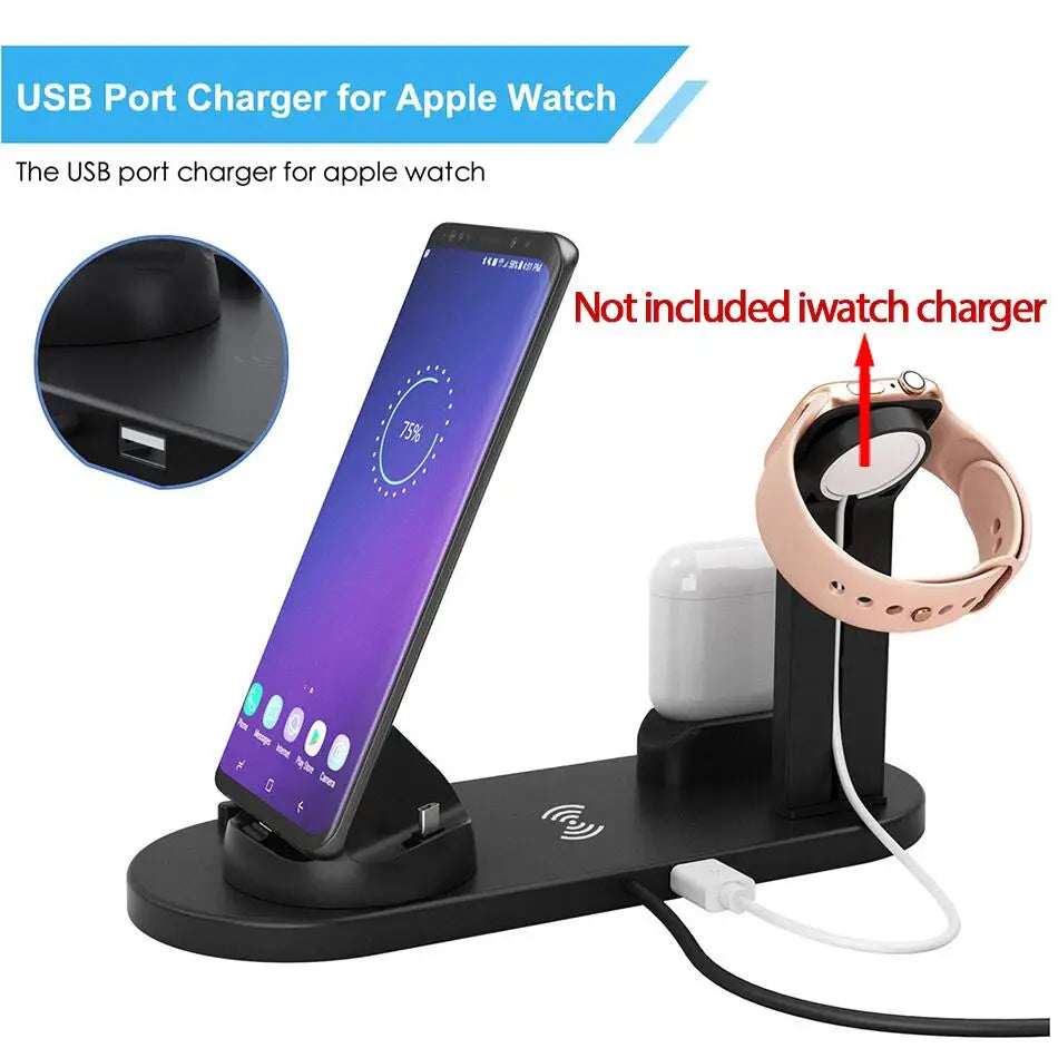 30W 7-in-1 Fast Wireless Charging Stand for iPhone, Apple Watch & AirPods